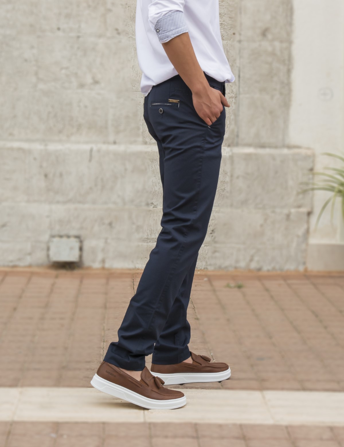 Trial ανδρικό μπλε υφασμάτινο Chinos παντελόνι 23 LoganB φωτογραφία